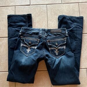 Rock Revival Dark Blue Jeans with Embroidered Pockets